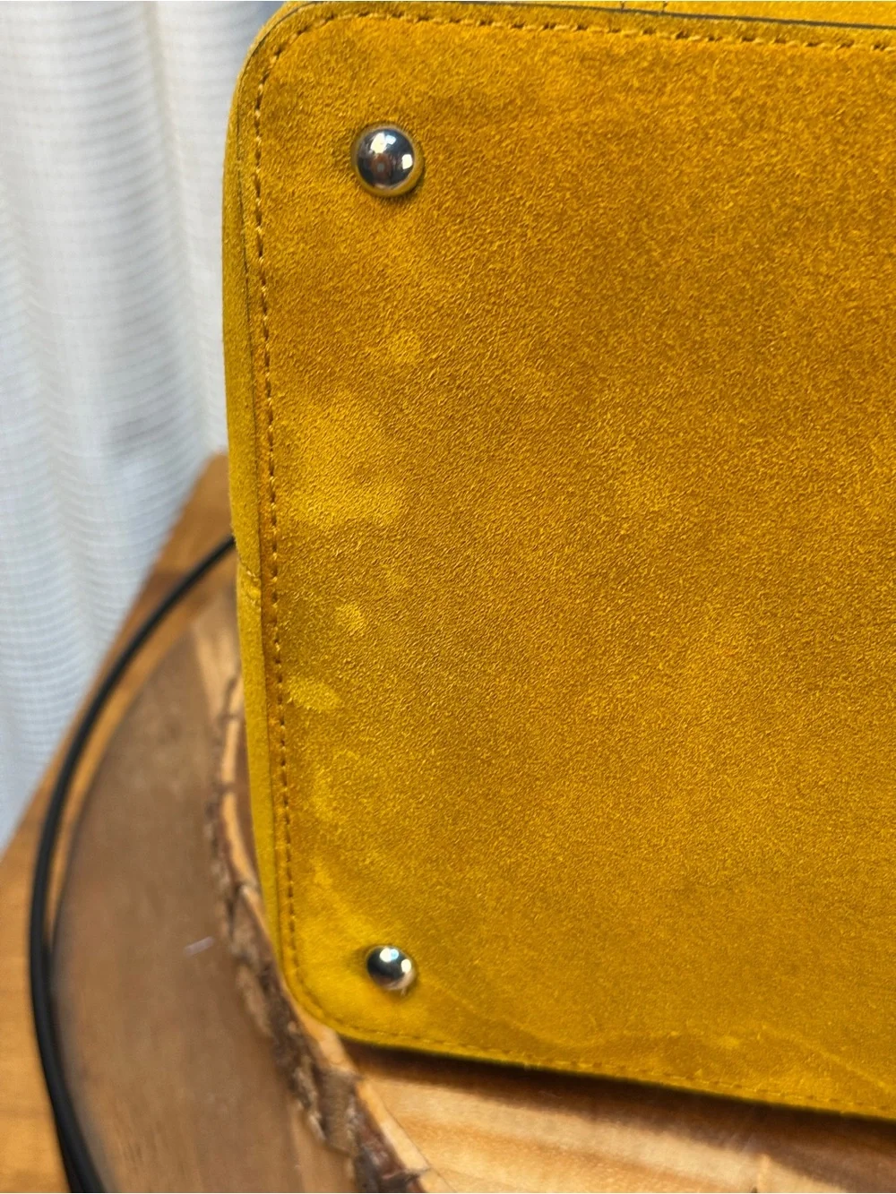 Lauren Ralph Lauren Suede Bucket Hobo Shoulder Bag in Mustard Yellow